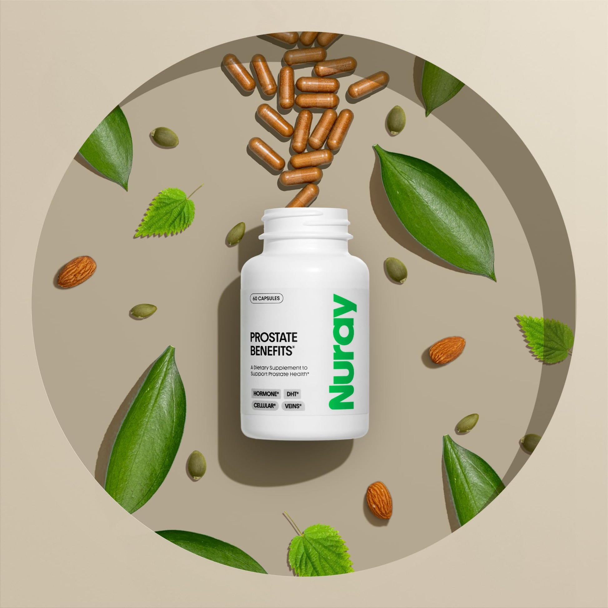 Nuray Prostate Support Supplement for Men and Women with Saw Palmetto, Vitamin C, Vitamin E, Zinc, Stinging Nettle & Alpha Lipoic Acid - 60 Vegetarian Capsules NurayBuy Supplements Australia