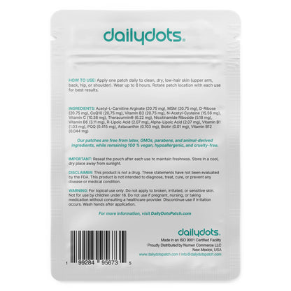 Daily Dots NAD+ Patches | Energy, Healthy Aging & Wellness Support | 12 Active Blends incl. Nicotinamide & CoQ10 | Time Release Patch | for Men & Women (60 Patches) Daily DotsBuy Supplements Australia