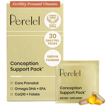Perelel Conception Support Pack, Prenatal Multivitamin with DHA Omega 3, COQ10 & Folate, Supports Fertility Wellness for Women