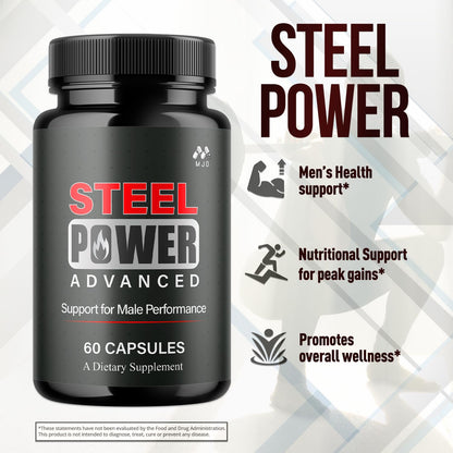 Steel Power Capsules, Official Steel Power for Men with All Natural Ingredients, Advanced SteelPower Men's Health and Wellness Vitamin Formula Pills with Maximum Strength Multivitamins (60 Capsules) MJOBuy Supplements Australia