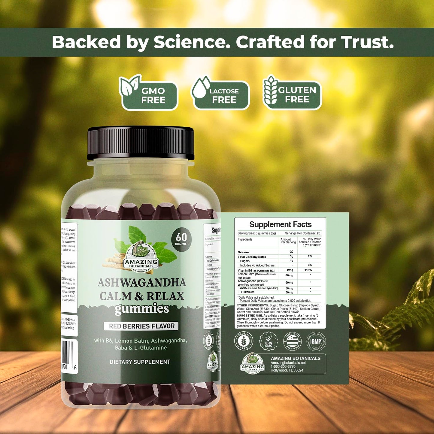 Ashwagandha Calm & Relax Gummies with Vitamin B6, Lemon Balm, GABA & L-Glutamine – 60 Gummies – Red Berries Flavor – Improve Sleep, Stress Relief & Mood – Vegan, Gluten-Free, Non-GMO Amazing BotanicalsBuy Supplements Australia