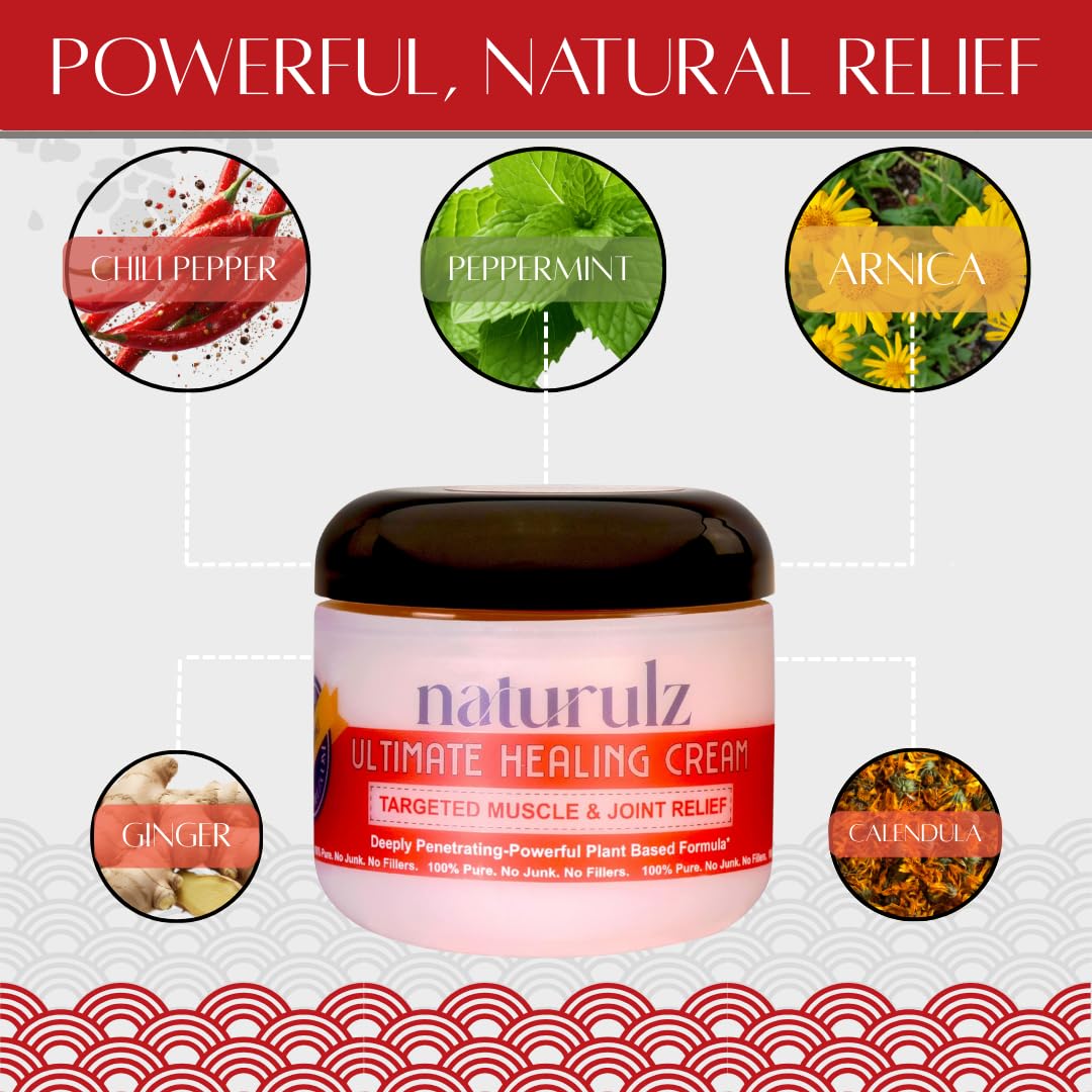Naturulz Ultimate Healing Cream 4 ounce All-Natural Extra Strength Muscle Rub & Joint Topical for Back, Neck & Shoulder Discomfort with Arnica, Calendula & Capsaicin. 'NO JUNK' Extra Strength Formula. NaturulzBuy Supplements Australia