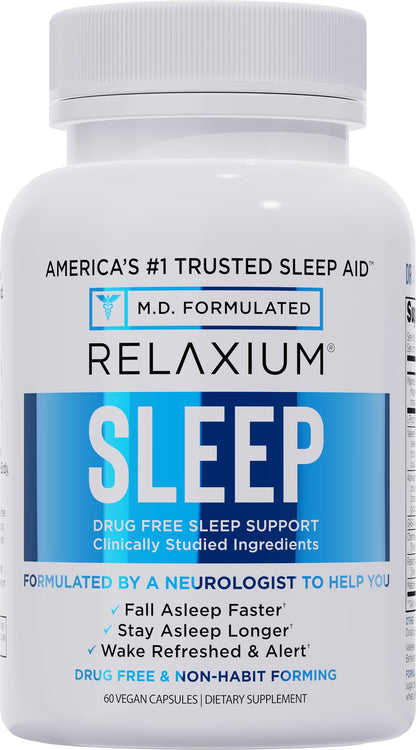 Relaxium Sleep Aid for Adults, Melatonin 5mg with Magnesium Glycinate, Sleep-Promoting Valerest & Ashwagandha, Non-Habit Forming Sleep Supplement, 60 Capsules, 30-Day Supply RelaxiumBuy Supplements Australia
