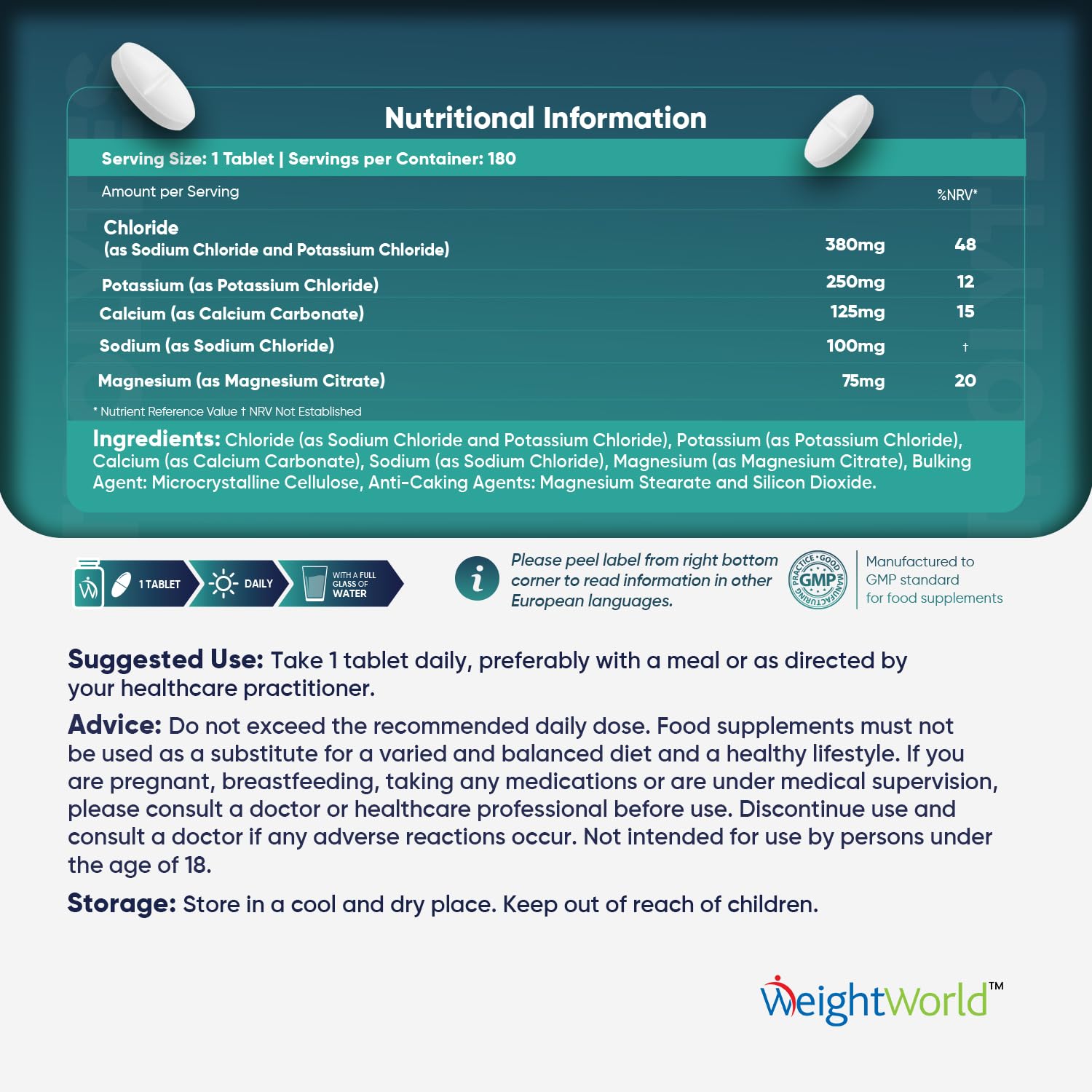 Electrolyte Tablets - 6 Months Supply - 180 Vegan Tablets with Sodium, Magnesium WeightWorldBuy Supplements Australia