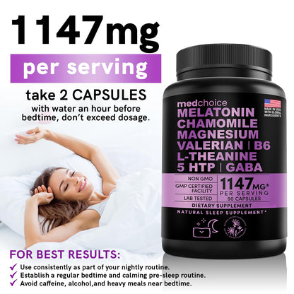 10-in-1 Melatonin Capsules - Melatonin 5mg Natural Sleep Aid for Adults MEDCHOICEBuy Supplements Australia