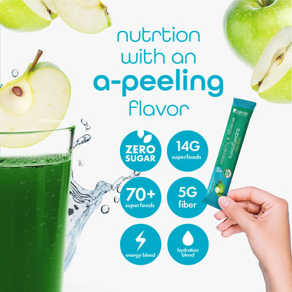 Zena Nutrition Organic Super Greens Energy & Hydration Powder, 70+ Superfoods, 0 Sugar, 5G Fiber, Spirulina, Chlorella, Prebiotics/Probiotics, Natural Caffeine + Electrolytes, 40 Drink Mix Packets Zena NutritionBuy Supplements Australia