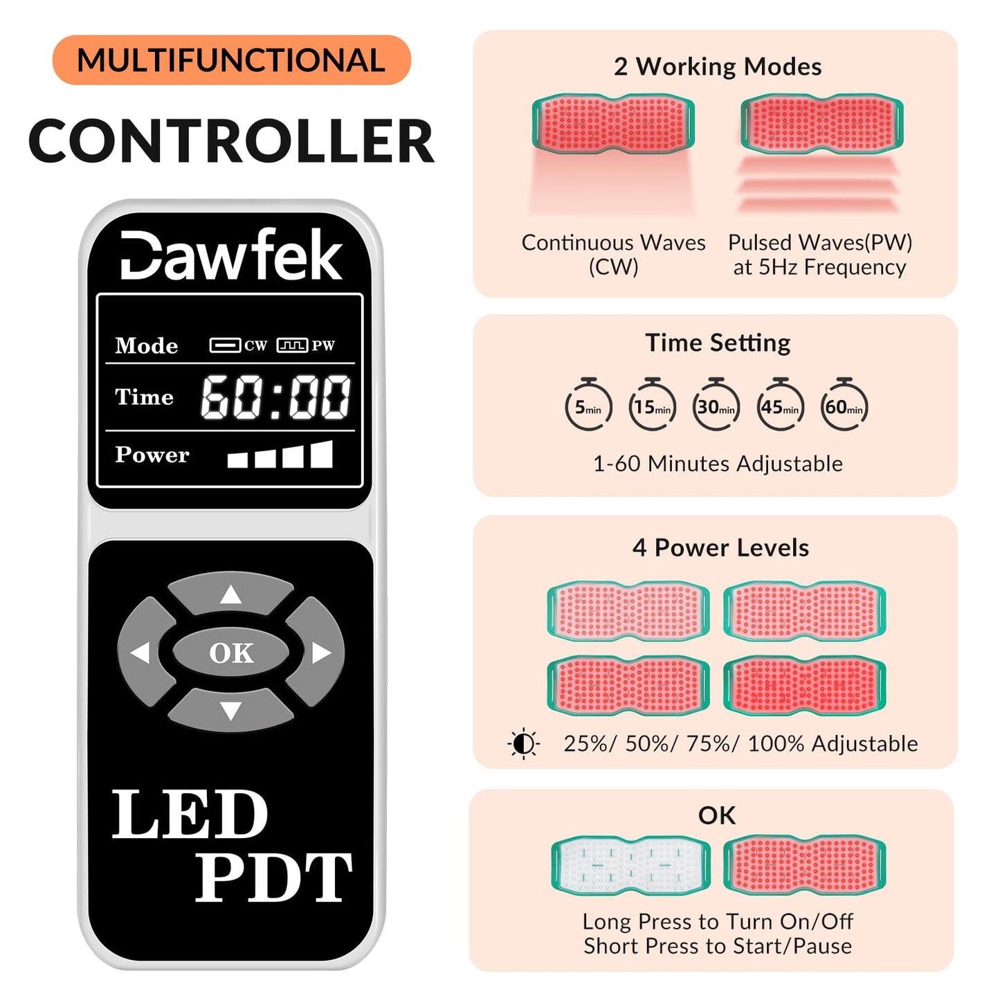 Dawfek Red Light Therapy Belt for Pain Relief Silicone Wearable Near Infrared Light Wrap Deep DawfekBuy Supplements Australia