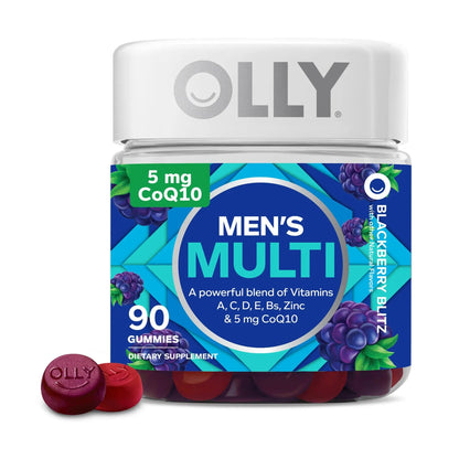 OLLY Men's Multivitamin Gummy, Overall Health and Immune Support, Vitamins A, C, D, E, B, Lycopene & Extra Strength Daily Energy Gummy OLLY