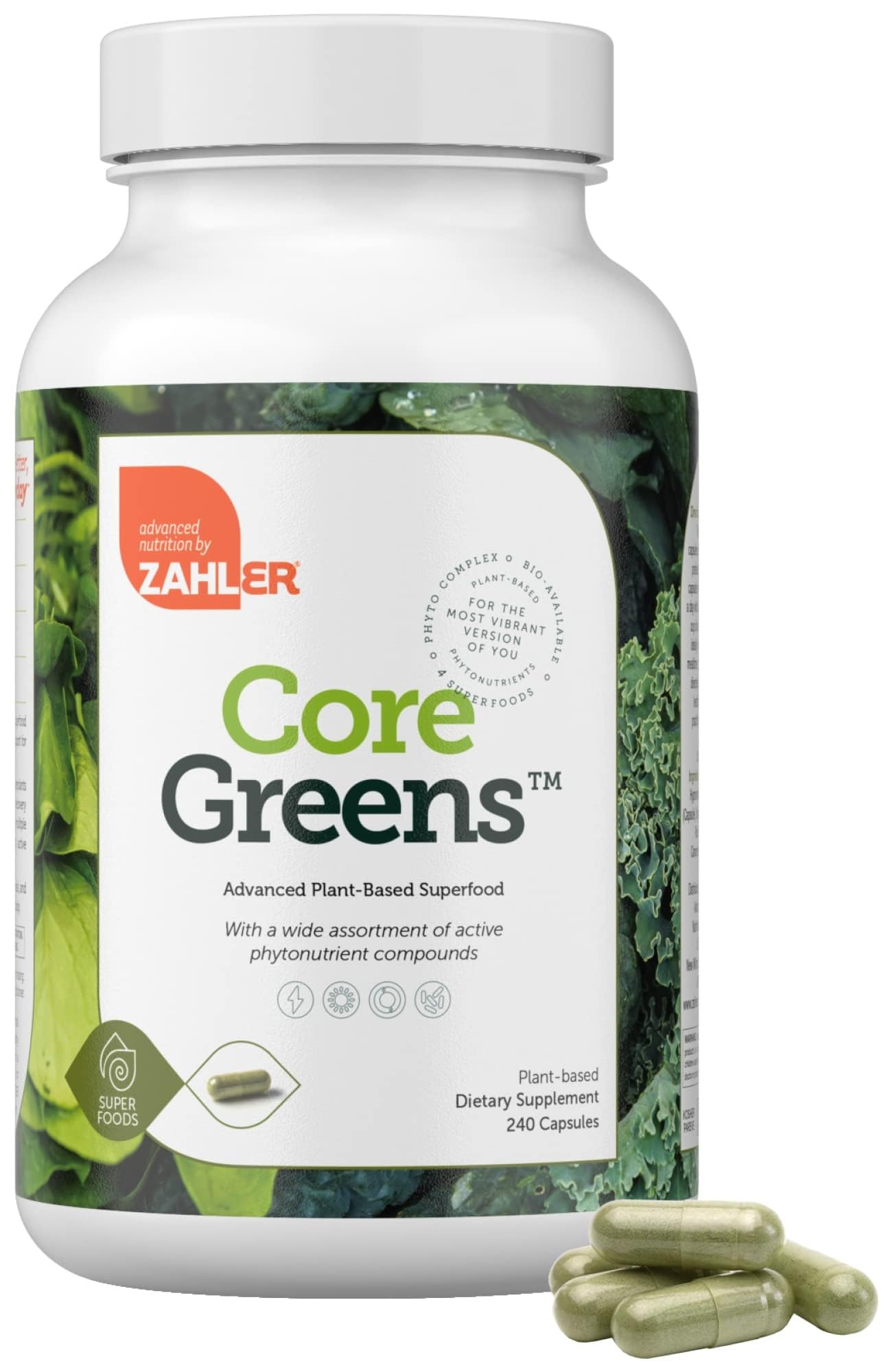 Zahler Core Greens, Superfood Greens Capsules, Super Greens with Spirulina, Chlorella, Spectra Blend and More, Kosher, 240 Capsule (240 Capsules) ZahlerBuy Supplements Australia