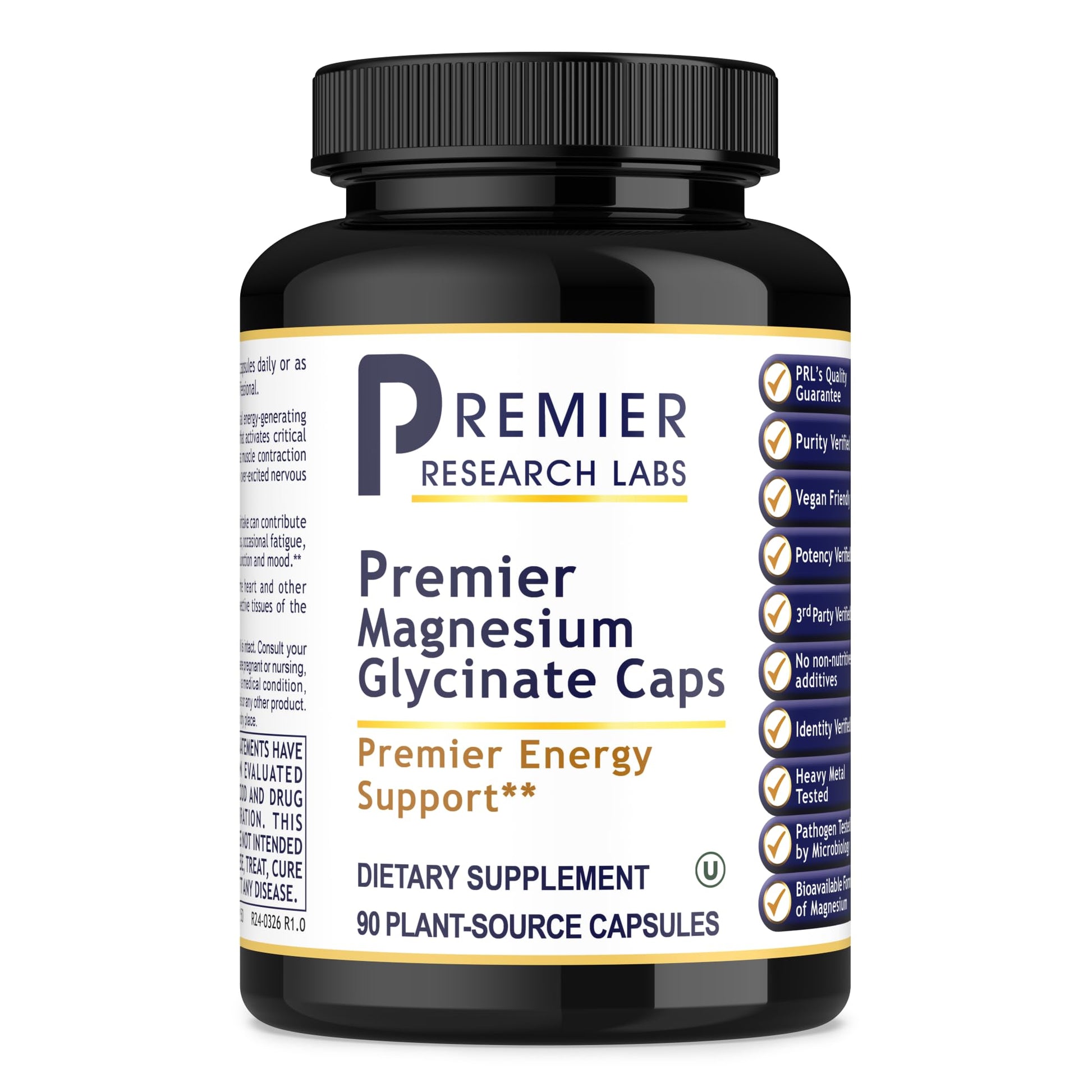 Premier Research Labs Magnesium Glycinate Supplement - Pure Magnesium, High Absorption, Supports Sleep Quality, Chelated, Vegan, Third Party Tested, Premier Energy Support - 90 Capsules Premier Research LabsBuy Supplements Australia