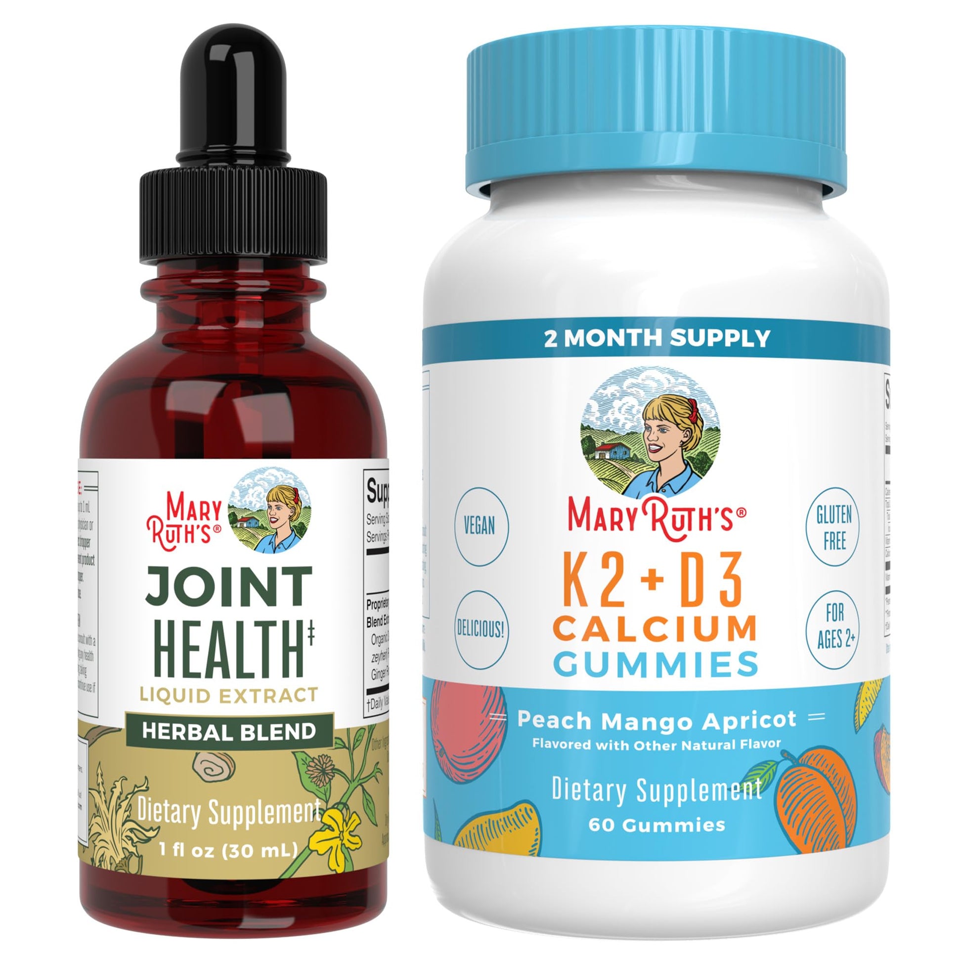 MaryRuth Organics Joint Health Liquid Drops & Vitamin K2+D3 Gummies (Peach Mango and Apricot) | Label Project Verified | Vitamins for Calcium, Joints, and Bone Support | Vegan, Non-GMO, Gluten Free MARYRUTH'SBuy Supplements Australia