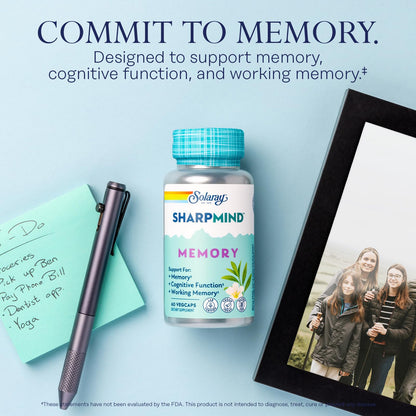 SOLARAY SharpMind Memory Formula - Brain Supplements for Memory and Focus - Cognivia, Gotu Kola & Chaga Mushroom Supplement - Ginkgo Biloba Alternative - 60-Day Guarantee - 30 Servings, 60 VegCaps SOLARAYBuy Supplements Australia