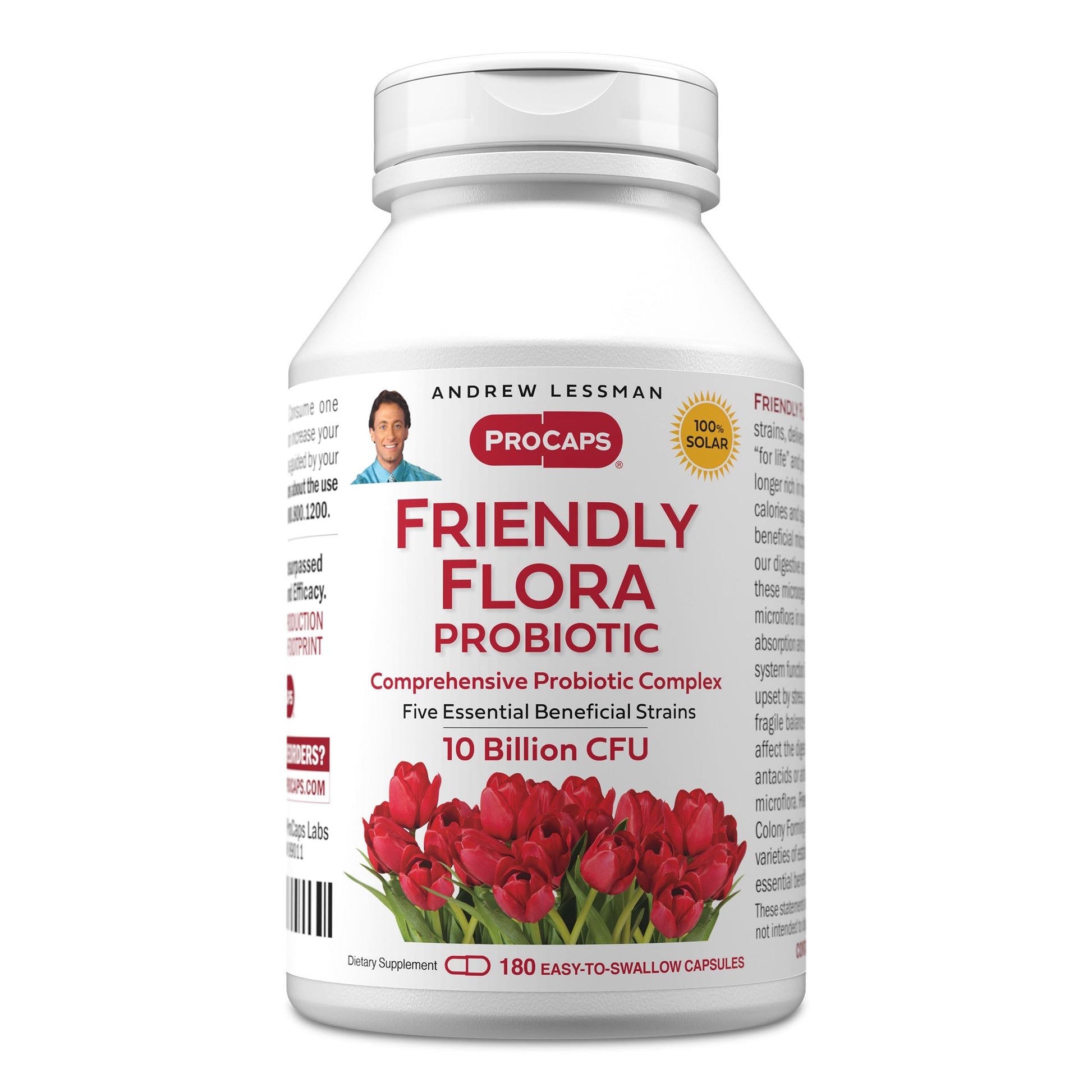 ANDREW LESSMAN Friendly Flora Probiotic 180 Capsules - 10 Billion CFU, Comprehensive Blend of Five Probiotic Strains, Powerful Immune and Digestive Support. Probiotics for Women or Men ANDREW LESSMANBuy Supplements Australia