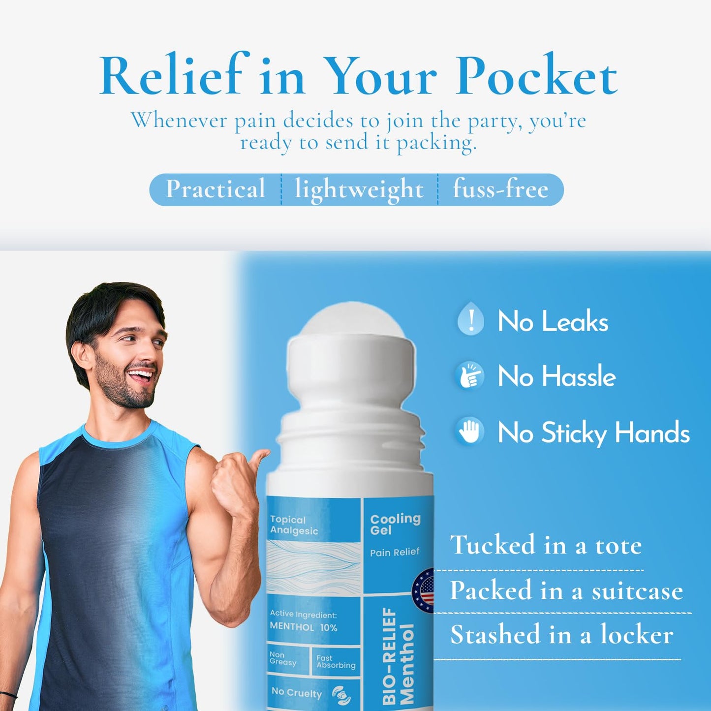 BIO-Relief Pain Roll On w 10% Menthol & Arnica | Highly Effective, Cool & Topical Pain Relief Extra Strength for Arthritis, Muscle, Joint, & Back - Easy Roll On Maximum Strength, Made in USA Scientific Solutions GlobalBuy Supplements Australia