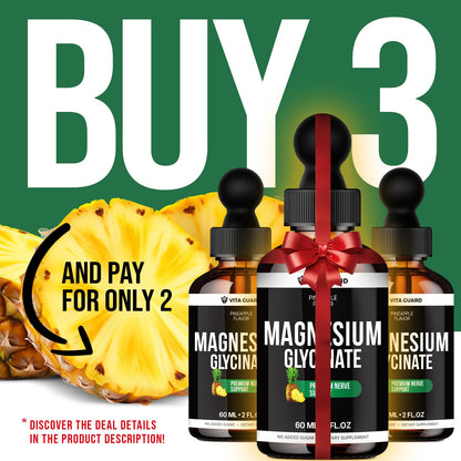Magnesium Glycinate 500mg Liquid Drops – Sugar-Free Magnesium Supplement, Vegan Formula, 60 mL Flavor Pineapple Vita GuardBuy Supplements Australia