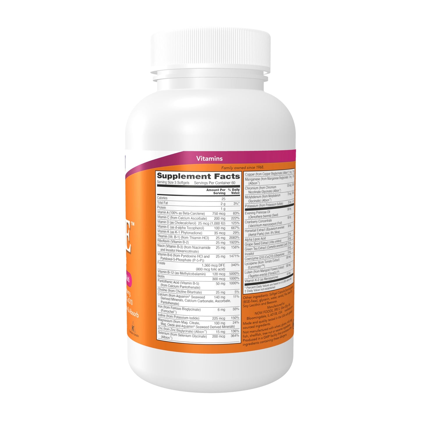 NOW Foods Supplements, Eve™ Women's Multivitamin with Evening Primrose, Cranberry, Green Tea, Horsetail Silica & CoQ10, 180 Softgels NOW FoodsBuy Supplements Australia