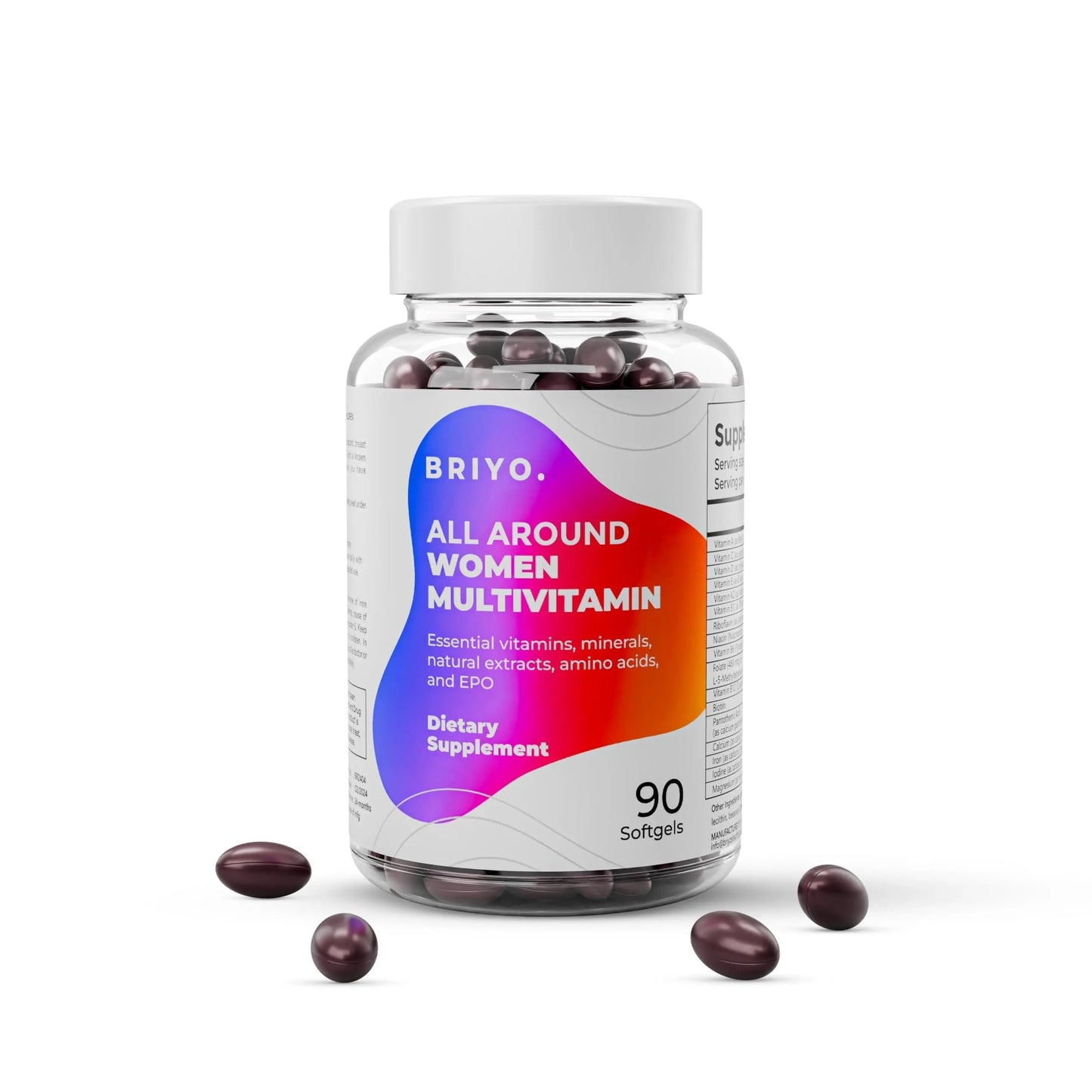 Briyosis All Around Women - 38 nutrients (Essential Vitamins, Minerals, Natural extracts, Amino acids, Primrose Oil) - 90 Capsules Briyosis