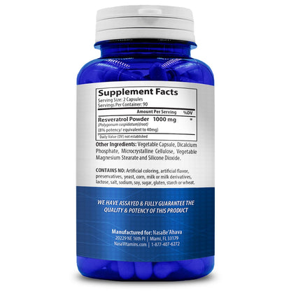 NASA Beahava 100% Pure Resveratrol - 1000mg Per Serving Max Strength (180 Capsules) NasaBeahavaBuy Supplements Australia