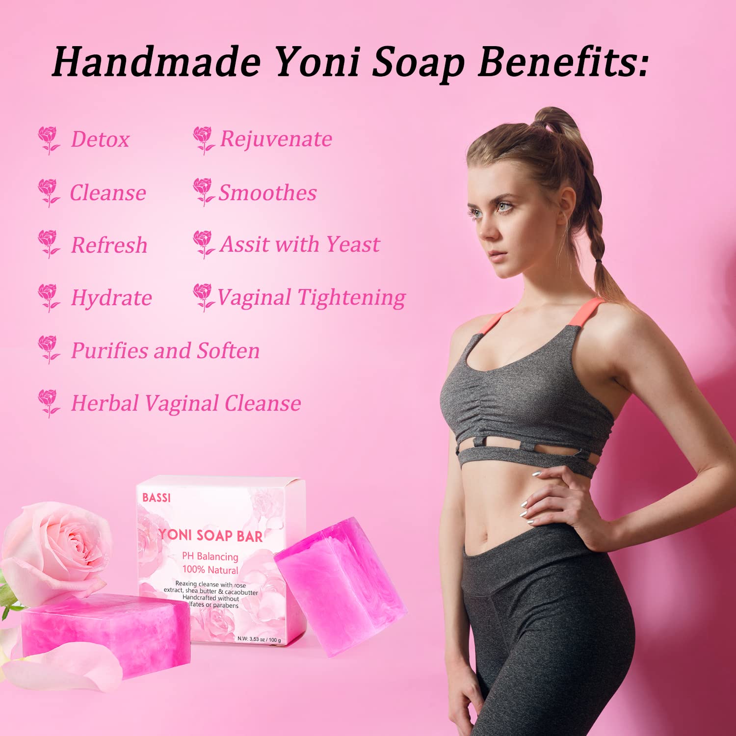Yoni Soap Bars Vaginal Wash 2 PCS, 100% Natural Organic Yoni Bar Soap for Women Ph Balance Yoni BASSIBuy Supplements Australia