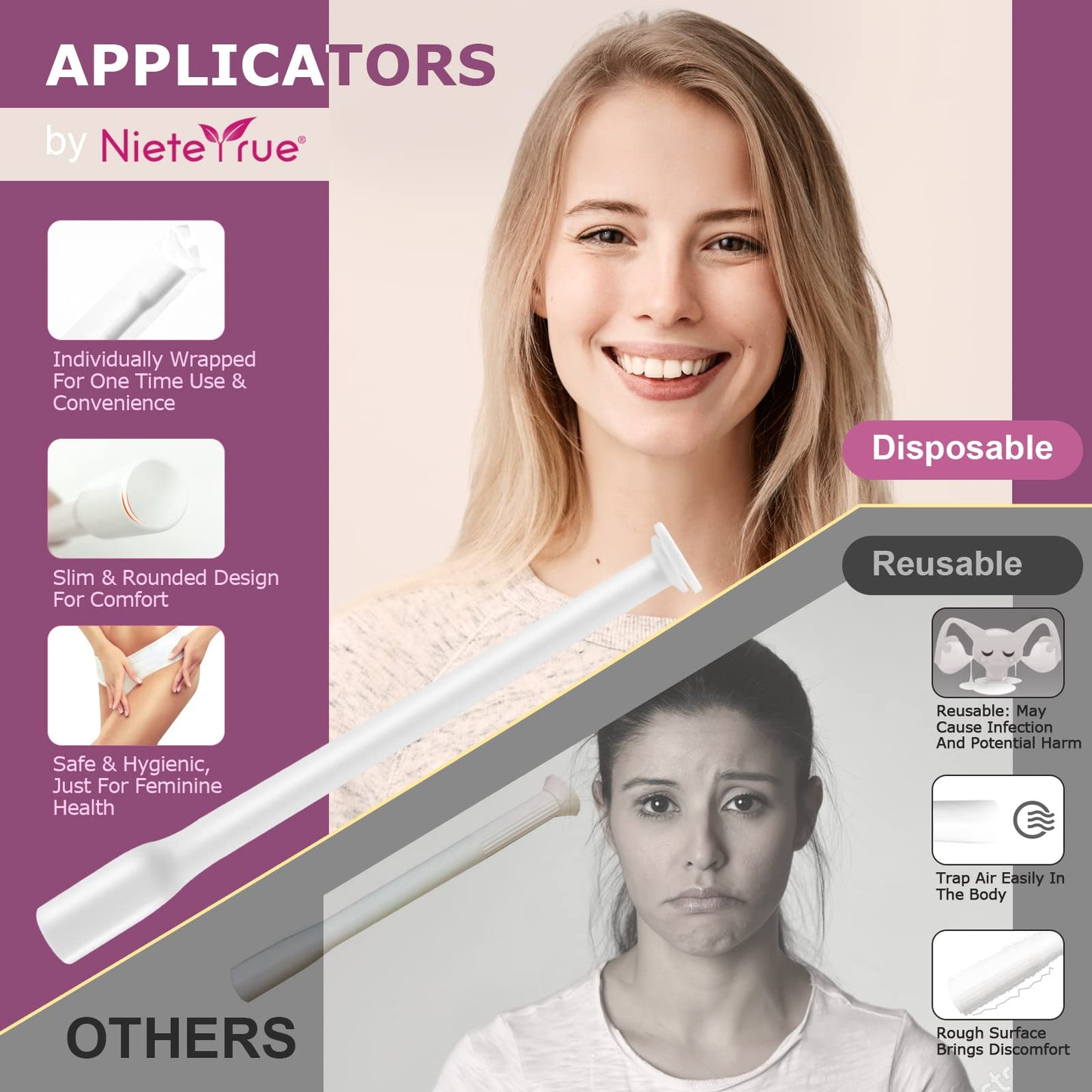 Nieteyrue (40 Packs) Disposable Vaginial Applicators Individually Wrapped Hygienic Fit NieteyrueBuy Supplements Australia