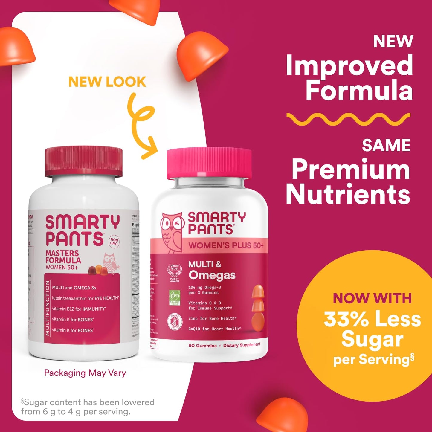 SmartyPants Multivitamin Gummy for Women 50 and Over - Improved Formula: Omega 3 (DHA/EPA), Methylfolate, CoQ10, Vitamin D3, C SmartyPantsBuy Supplements Australia