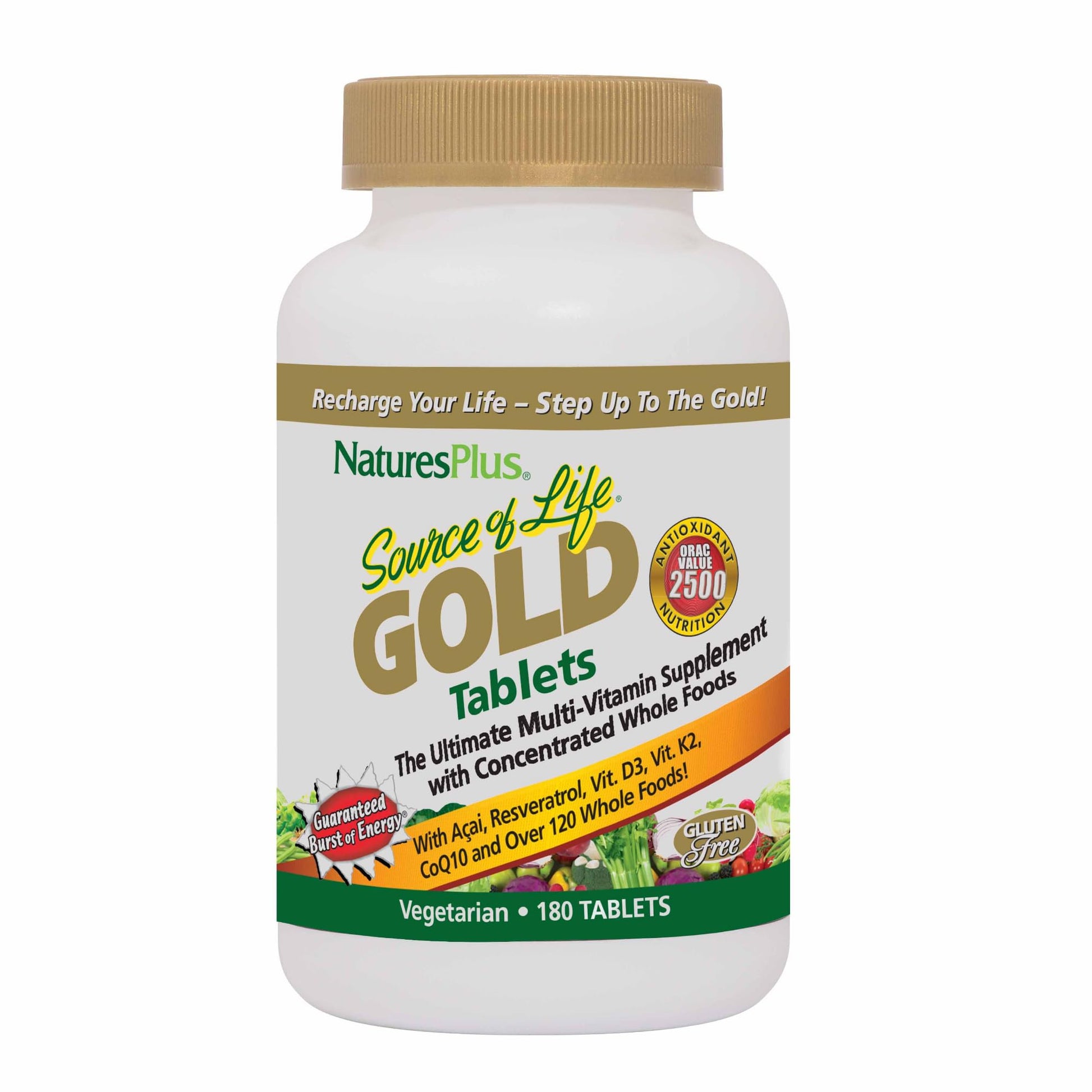 Natures Plus Source of Life Gold Multivitamin - 180 Tablets - Blood Support, Bone Support, Healthy Immune System NaturesPlusBuy Supplements Australia