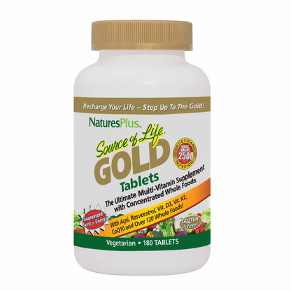 Natures Plus Source of Life Gold Multivitamin - 180 Tablets - Blood Support, Bone Support, Healthy Immune System NaturesPlusBuy Supplements Australia