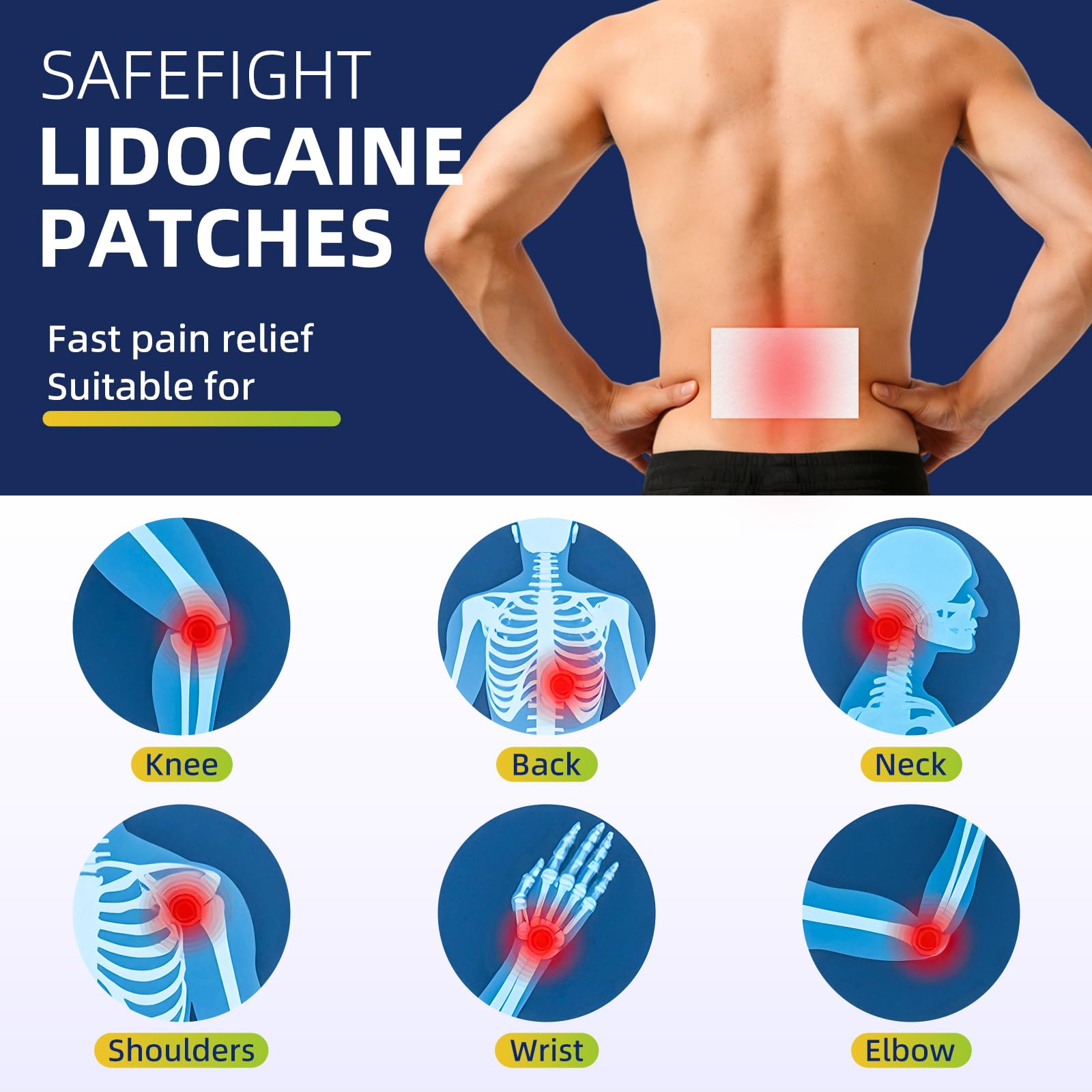 SafeFight 4% Lidocaine Pain Relief Patches 32 Count - Maximum Strength Relief for Back, Neck, Shoulder, Joint & Muscle Pain, Add Menthol, 12 Hour Long Lasting Relief Pains SafeFightBuy Supplements Australia