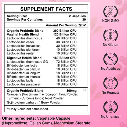 300 Billion CFUs Probiotics for Women,12 Strains Probiotics with Prebiotic Cranberry HeafetineBuy Supplements Australia