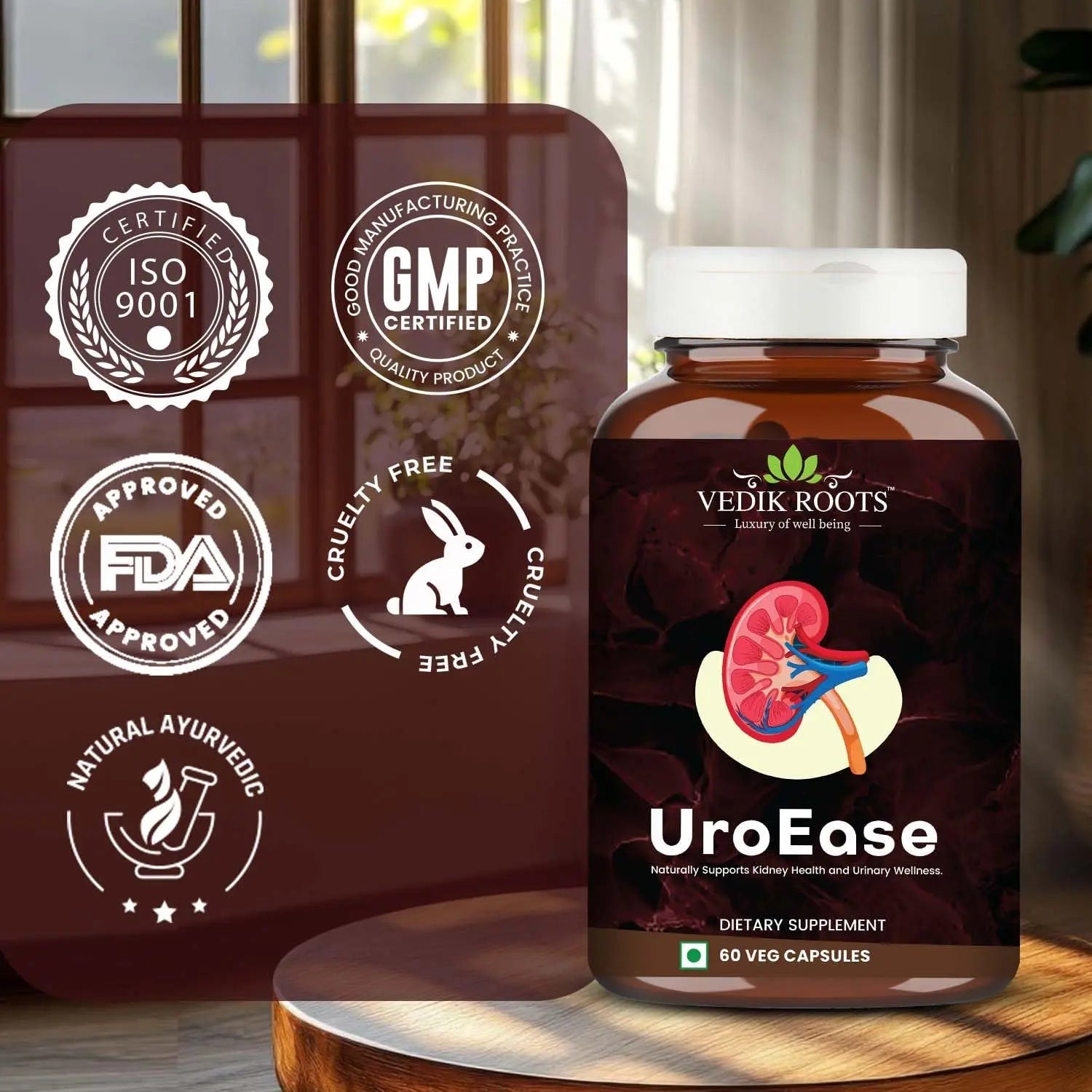 VEDIKROOTS UroEase | Ayurvedic Herbal Supplement for Kidney Health & Uric Acid Levels | Supports Urinary Tract Health | 60 Veg Capsules VEDIKROOTSBuy Supplements Australia