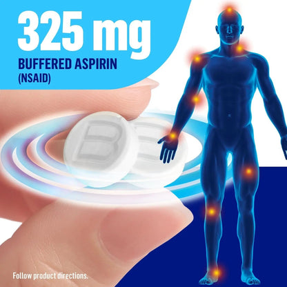 Bufferin Aspirin 325mg, Pain Reliever & Fever Reducer, with 3 Buffering Agents Relieves 7 Types of Pain: Headaches, Back Ache, Arthritis, Muscle Aches & More, for Adults, 130 Coated Tablets, 2-Pack BufferinBuy Supplements Australia