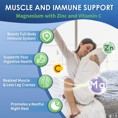NATURE TARGET Magnesium Glycinate 500mg, Chelated Magnesium with Zinc & Vitamin D3 for Muscle, Nerve & Bone, Support Heart Health & Leg Cramp, Strength Immune System - 120 Capsules NATURE TARGETBuy Supplements Australia