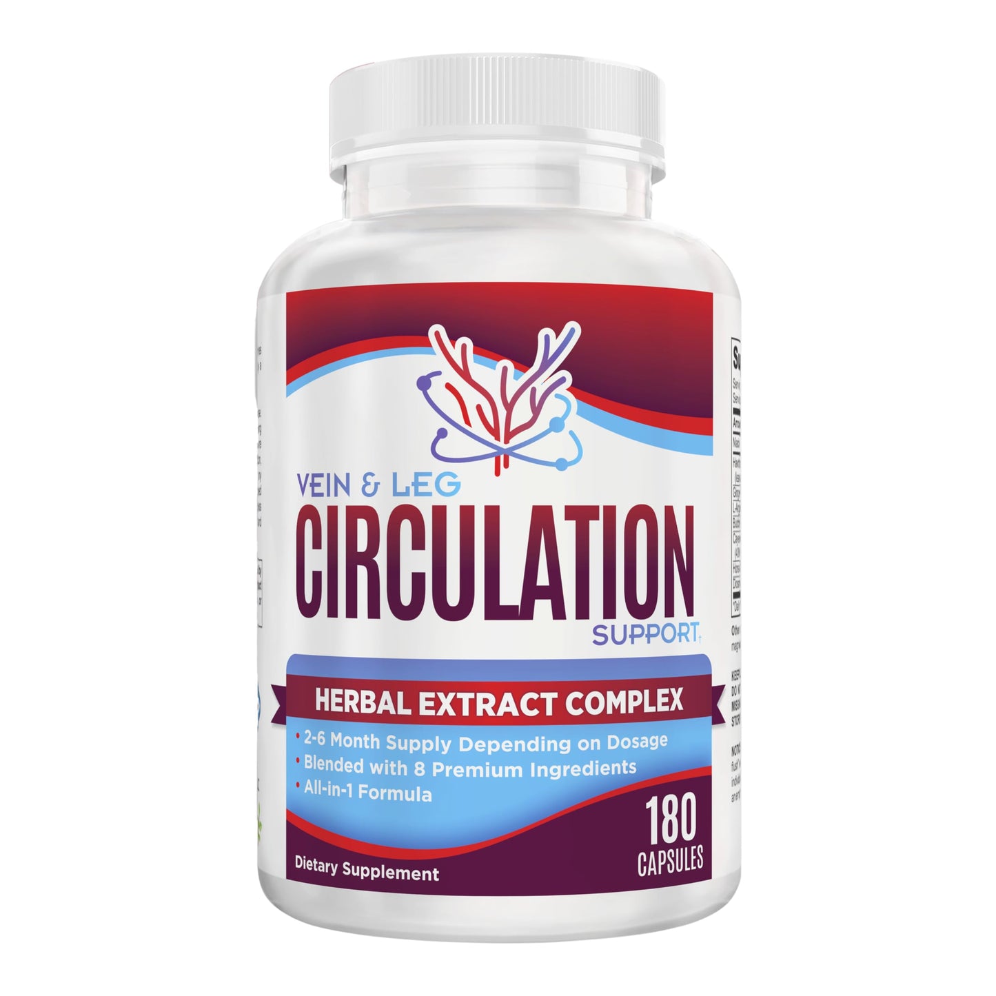 Vein & Leg Circulation (2-Month) Support Supplement with 8 Active Ingredients in 1 Formula | Leg + Vein | Blood Circulation Support Supplements | 60-Day Bulk Supply | 180 Capsules Elevate Recovery SupplementsBuy Supplements Australia