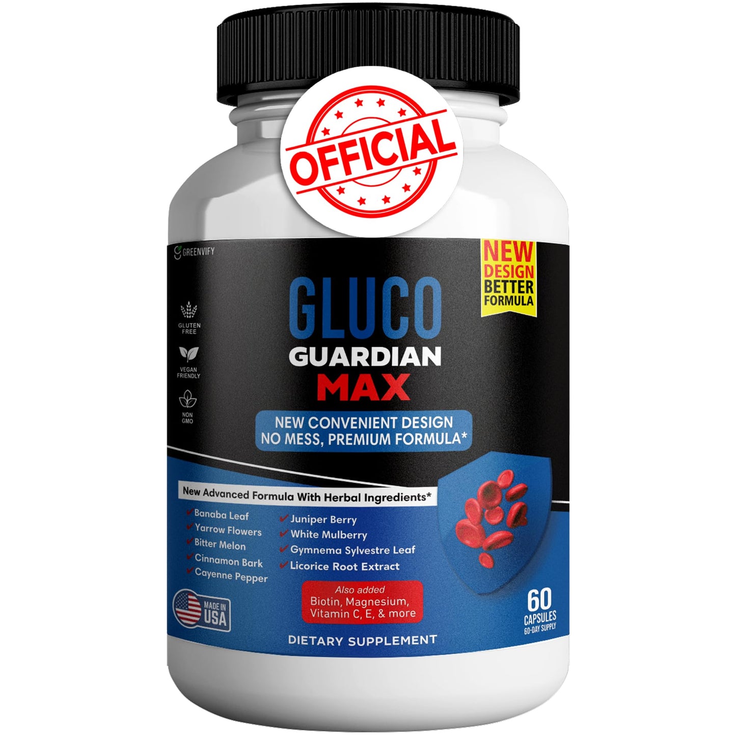 GREENVIFY Gluco Guardian Max Advanced Wellness Support Capsules – Vitamin, Mineral, and Herbal Supplement with Magnesium, Vitamin C, Zinc, and Banaba Leaf – Non-GMO, Gluten-Free – 60 Capsules (1) GREENVIFYBuy Supplements Australia
