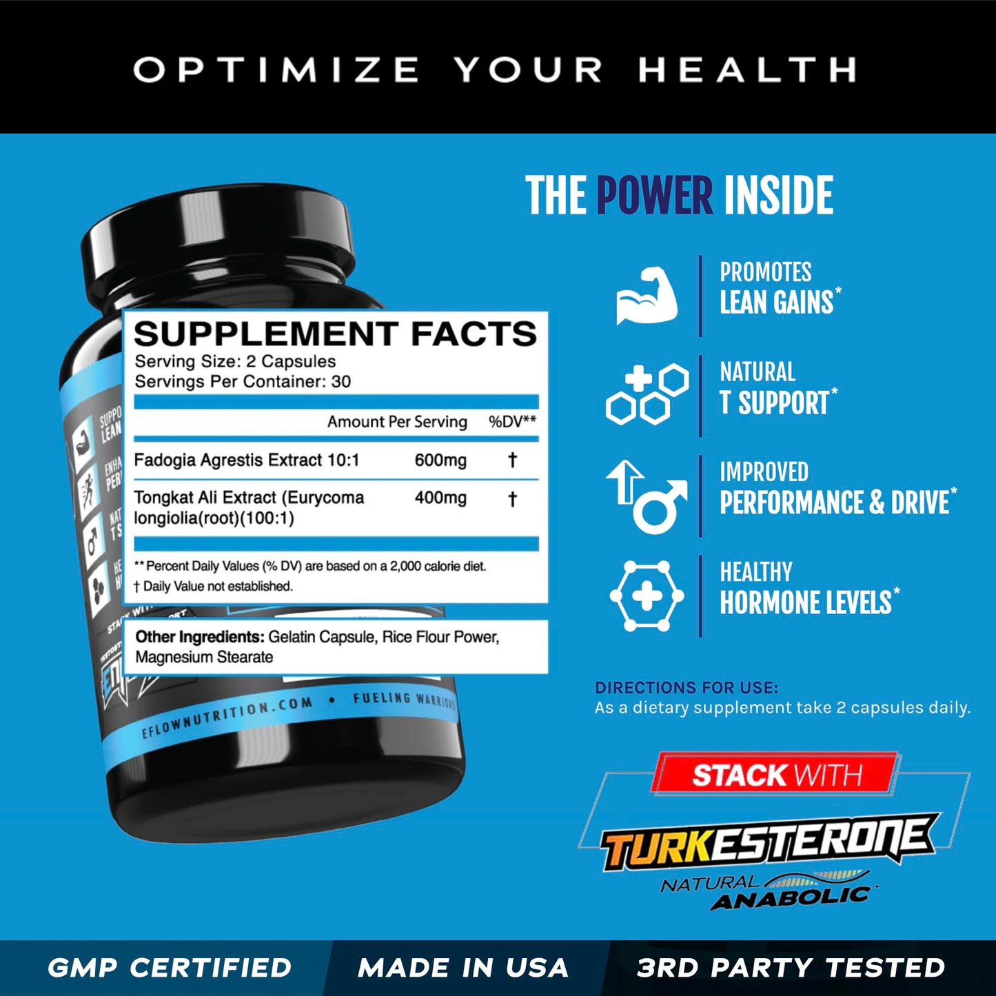 eFlow Nutrition Fadogia Agrestic + Tongkat Ali - [2-in-1] Natural Performance Supplement eFlow NutritionBuy Supplements Australia