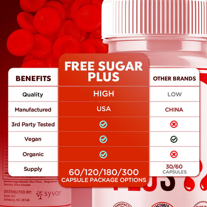 Free Sugar Plus Capsules, Official FreeSugar Plus Blood Health Support Pills With All Natural Ingredients, Free Sugar Plus Advanced Wellness Support with Premium Vitamins for Women & Men (60 Capsules) SyvorBuy Supplements Australia