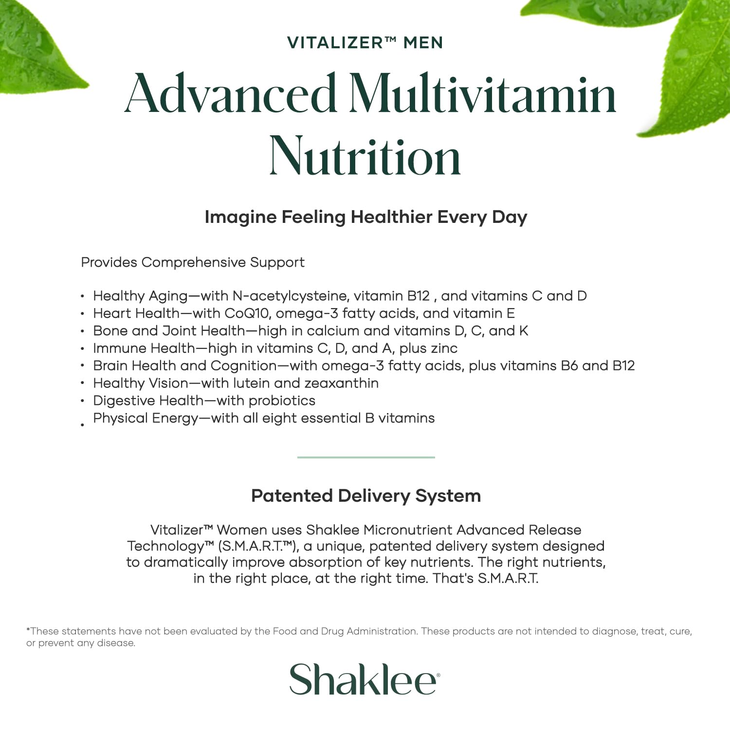 Shaklee - Vitalizer™ Men - Advanced Nutrition Vita-Strips® with Vitamins, Minerals, Omega-3s, Probiotics & More for Heart, Joint, Immune, Bone, Digestive Health & Physical Energy - 30 Vita-Strips® ShakleeBuy Supplements Australia