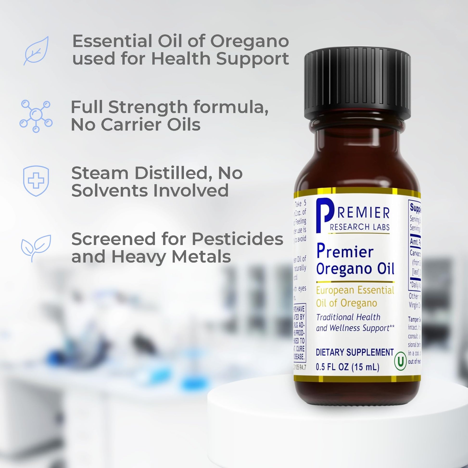 Premier Research Labs Premier Oregano Oil - Oil of Oregano Drops with Carvacrol, Edible Oregano Essential Oil Supplement for Immune & Gut Health - 0.5 Fl Oz Premier Research LabsBuy Supplements Australia