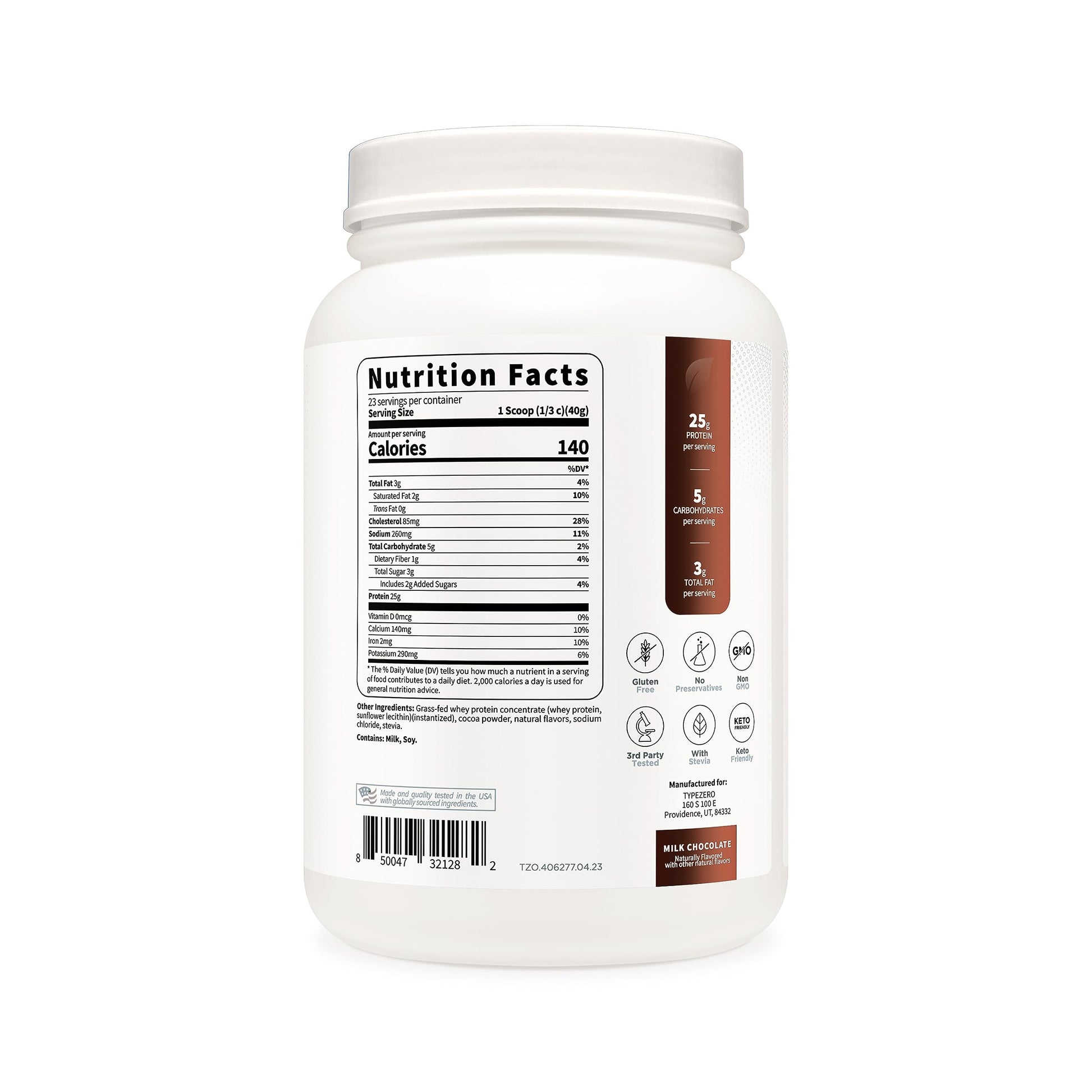 Type Zero Grass Fed Whey Protein Concentrate Powder (Chocolate, 2LBS) - Gluten Free Type ZeroBuy Supplements Australia