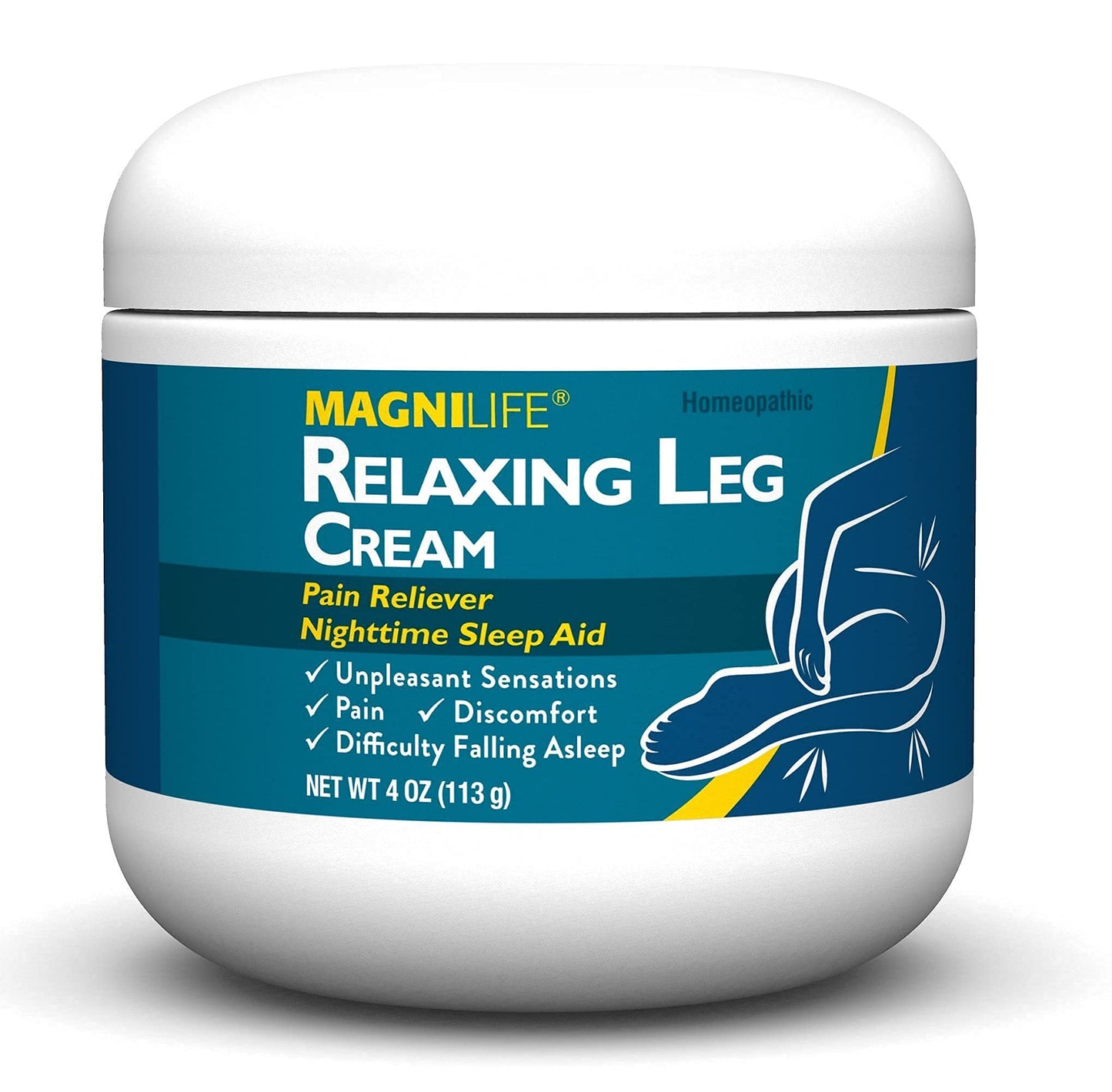 MagniLife Relaxing Leg Cream, Restless Legs, Deep Penetrating Topical for Pain, Naturally Soothe Cramping, Discomfort, and Tossing with Lavender and Magnesium - 4oz MagniLifeBuy Supplements Australia