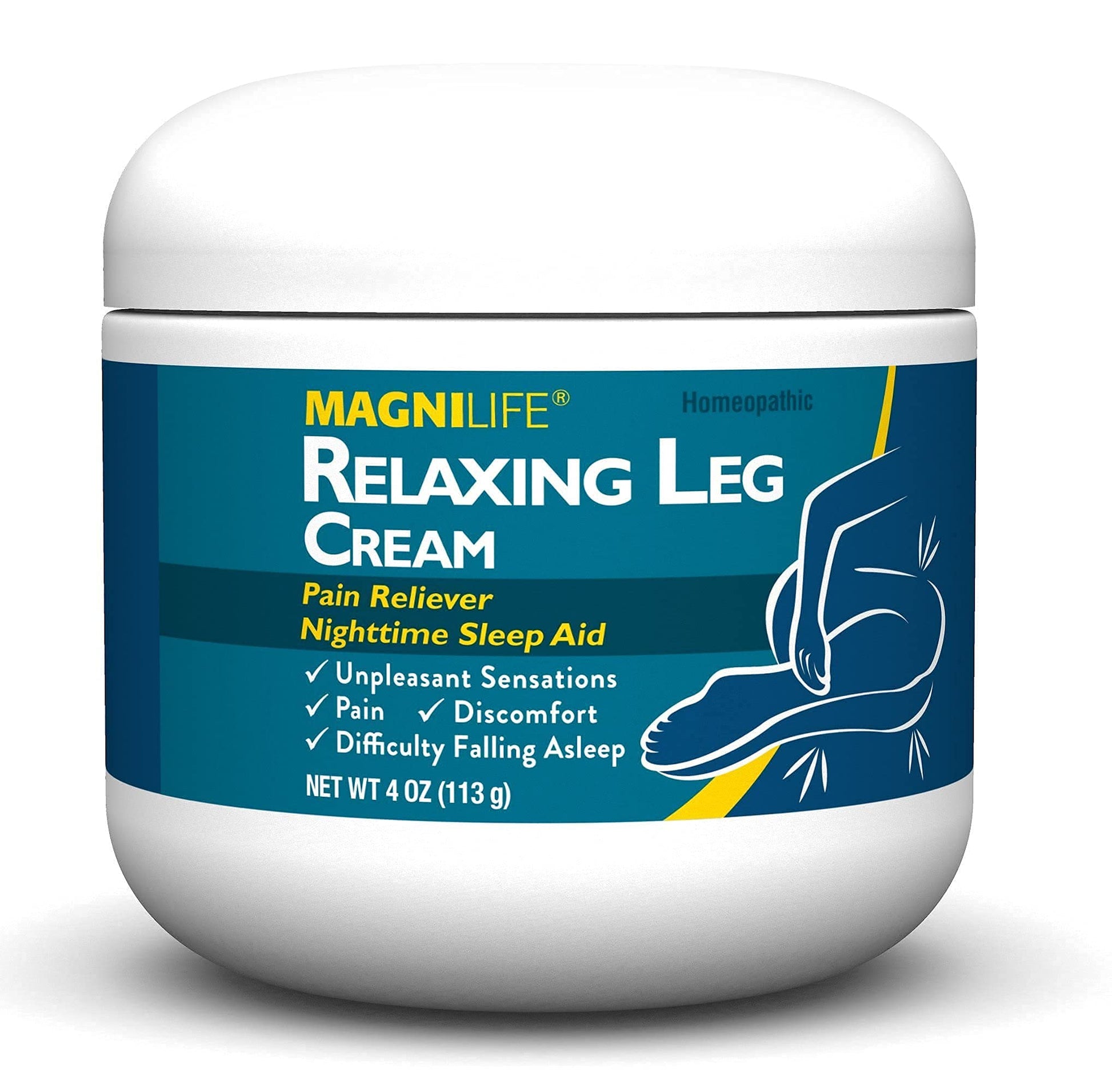 MagniLife Relaxing Leg Cream, Restless Legs, Deep Penetrating Topical for Pain, Naturally Soothe Cramping, Discomfort, and Tossing with Lavender and Magnesium - 4oz MagniLifeBuy Supplements Australia