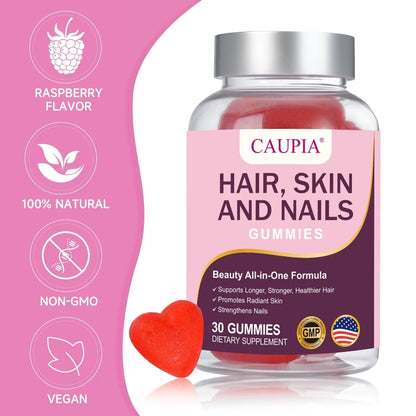 CAUPIA Hair Skin and Nails Gummies, All-in-One Advanced Formula Supports Hair Growth - Skin Health & Nail Strength - 30 Gummies CAUPIABuy Supplements Australia