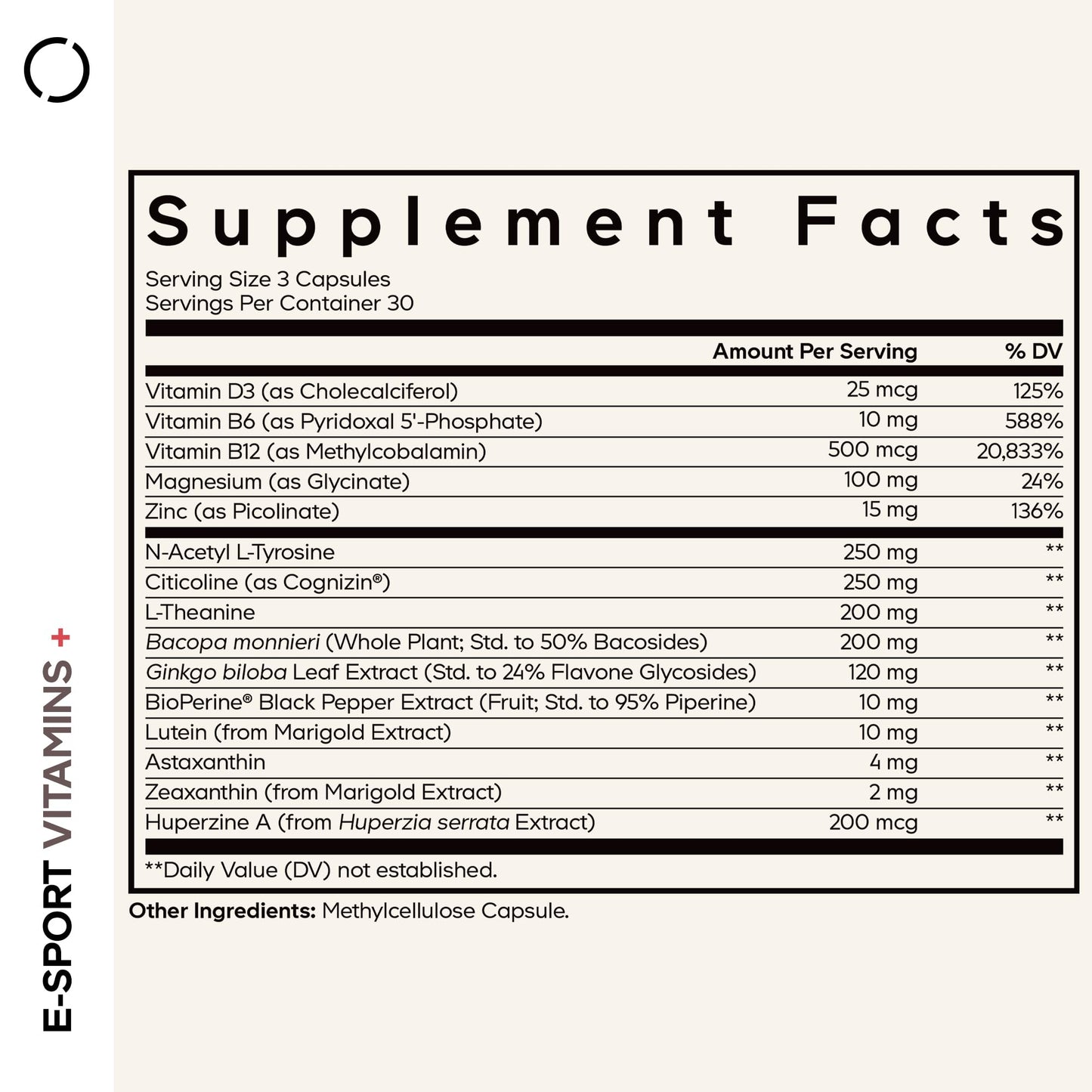 Codeage E-Sport Vitamins+ Citicoline Cognizin, Bacopa Monnieri Supplement, Multivitamins, Astaxanthin, L-Theanine, Ginkgo Biloba, Acetyl-L-Tyrosine, Huperzine A,