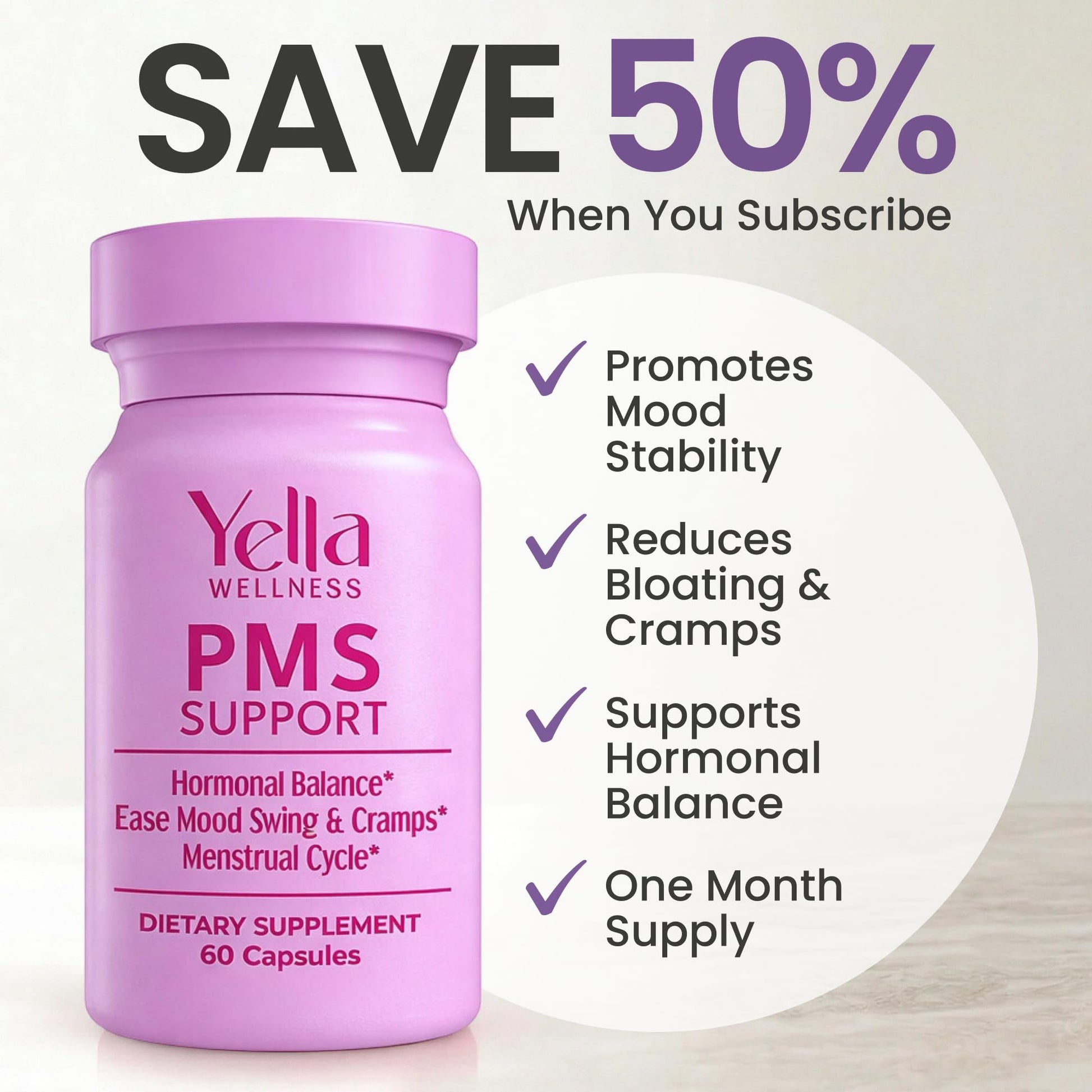 YELLA WELLNESS Hormone Balance for Women - PMS Support Supplement for Women w/Chaste Tree, Dong Quai and Ashwagandha- PMS and Menopause Relief for Bloating, Cramps and Mood Swings- (60ct) YELLA WELLNESSBuy Supplements Australia