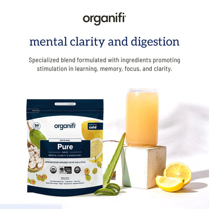 Organifi Pure - Promotes Stimulation in Learning, Memory, Focus, and Clarity - Brain Support with Superfoods - Gluten-Free and Non GMO - Best Served Cold, 30 Servings OrganifiBuy Supplements Australia