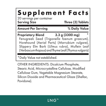 Michael's Health Naturopathic Programs LNG - 60 Vegetarian Tablets - Herbs for Lung and Respiratory Support - Kosher - 20 Servings MICHAEL'SBuy Supplements Australia