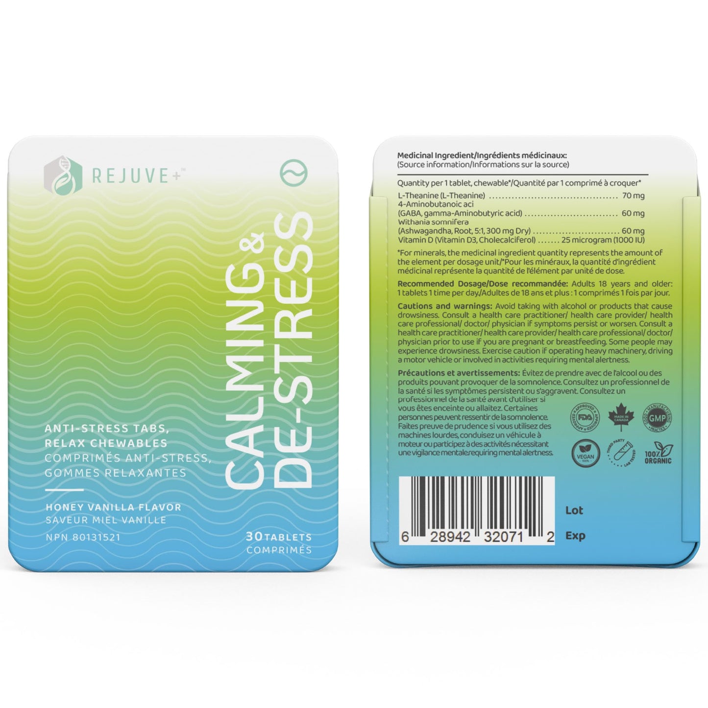 REJUVE+ Calm & Destress Nootropic Supplement – Brain Boost | L-Theanine, GABA, Ashwagandha, Vitamin D | Natural Stress Relief & Relaxation | Sleep Enhancer | Mood Enhancer | Honey Vanilla Flavor (1) REJUVE+Buy Supplements Australia