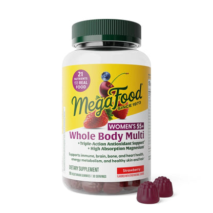 MegaFood Whole Body 55+ Womens Multivitamin - Multivitamin for Women - Vitamin D3 K2, Magnesium Citrate, Biotin & Folate - Bone Health MegaFood