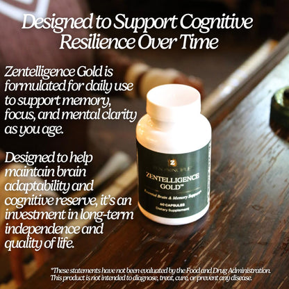 Zen Principle Zentelligence™ Gold Brain Supplement – Memory, Focus & Mental Clarity. Premium Cognitive Support for Adults 40+ with Magnesium, Vitamin D3, CoQ10, Vitamin B12 & L-Theanine. 60 Capsules Zen PrincipleBuy Supplements Australia