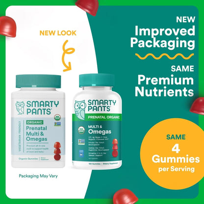 SmartyPants Organic Prenatal Vitamins for Women, Multivitamin Gummies: Biotin, Methylfolate, Omega 3 (ALA), Vitamin D3, C, Vitamin B12, B6, A, K2 & Zinc SmartyPantsBuy Supplements Australia